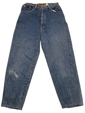 Vintage Sasson Modern Basics 29" Waist Blue Denim Jeans Stained Distressed